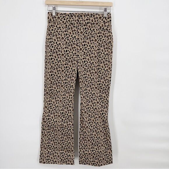 J.Crew Re-Imagined Leopard Print Chino Crop Flare Pants Sz 00 NWT - Picture 2 of 11